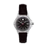 WENGER 70224 – Women's Watch, Black Leather Strap, Black/White, Strip