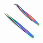 2-pack Pincetter för nageldekorationer - Fransförlängning multifärg