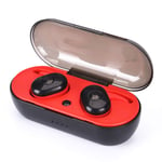 Fashion Bluetooth Earphone, Wireless Earphones Stereo Sound Bass Bluetooth 5.0 Headset, with Mic Wireless Earbuds, with Charging Box, for Gym Home Office etc (Color : Red)