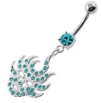 Belly 316L Surgical Steel Aqua 5mm Multi Jeweled Burning Mask Belly Button Ring