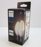 Philips Hue 2 x E14 White Ambiance Smart Bluetooth Candle LED Light Bulbs 5.2W