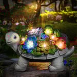 Statue Tortue Jardin Extérieur Deco Lampes LED Solaire, Cadeau Anniversaire Femme Maman Mamie Grand Mere, Sculptures et Statues de Jardin Decoration Original pour Balcon Terrasse Cadeau Fete des Mere