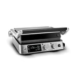 The Karaca Compact Steel Sear and Grill Inox 2008 Grill and Sandwich Toaster, Non Burn, Non Stick Plates, Easy to Clean, Panini Press, Dual Control, Adjustable Double Plates Heating, Silver Black