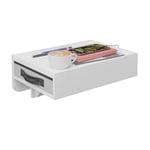 Relaxdays Étagère de lit, en Bambou, tiroir, Emplacement pour Boisson, à Suspendre HxLxP : 14 x 37 x 26,5 cm, Blanche