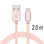 "Textile Quick Charge 3.1 USB-C 2.0M" Rose Gold