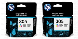 2x Genuine Original HP 305 Colour Ink Cartridges For ENVY 6020e Inkjet Printer