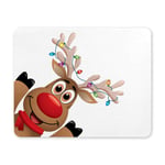 Funny Red Nosed Reindeer Christmas Xmas Rectangle Non-Slip Rubber Mousepad Mouse Pads/Mouse Mats Case Cover with Designs for Office Home Woman Man Employee Boss Work