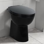 "Hög toalettstol 7 cm utan spolkant mjuk stängning keramik svart"