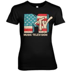 MTV Distressed USA-Flag Girly Tee, T-Shirt