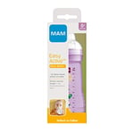 MAM Gourde Easy Active (270 ml), gourde pour bébé avec tétine MAM Taille 1 en silicone SkinSoft, bouteille de lait de forme ergonomique, 0+ mois, chat/papillon