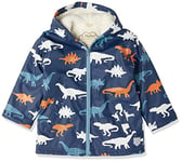 Hatley Boy's Sherpa Lined Splash Jacket, Colour Changing Dino Silhouettes, 12 Years