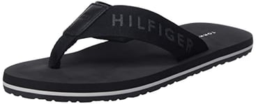 Tommy Hilfiger Men Flip-Flops Print Beach Sandal Pool Slides, Black (Black), 6.5 UK