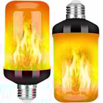 2-pack flamlampa E27 LED-lampor 4 lägen - med gravitationssensorlampa - tillämplig för flamma för inomhus/utomhus/bar/festdekoration