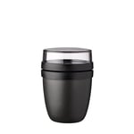 Mepal bol muesli a emporter - Mini - Pratique comme Pot de Yaourt et de Muesli - Compartiments Séparés - Convient au Congélateur, au Micro-ondes et au Lave-vaisselle - 300 ml + 120 - Nordic black
