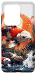 Galaxy S20 Ultra two anime koi fish asian carp lucky goldfish sunset waves Case