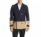 New Hugo BOSS mens tailored blue beige overcoat suit jacket coat 40R Large £479