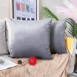 LAXEUYO Velvet Cushion Covers 60x60 cm, Colorful Multi-Color Optional Soft Decorative Square Throw Pillow Cover Pillowcase for Livingroom Sofa Bedroom - Silver Gray