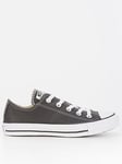 Converse Womens Leather Ox Trainers - Black, Black/White, Size 3, Women