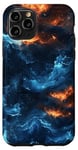 Coque pour iPhone 11 Pro Art fluide abstrait vagues flammes bleues
