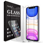 Aeska [3 Pack] Iphone 11 Screen Protector, [Tempered Glass] [Anti Scratch] [Crystal Clear] Apple Iphone 11 Bubble Free with Lifetime Replacement Warranty