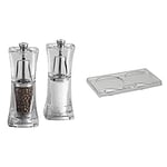 Cole & Mason H37408P Crystal Salt and Pepper Mills / H306119 Ramsgate Clear Salt and Pepper Mill Tray | Bundle | Lifetime Mechanism Guarantee - Mills