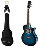 World Rhythm WR-205 Guitare acoustique taille 3/4 - Guitare pan coupé petit corps pour débutants - Bleu