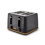 Tower 4-Slice Toaster, Empire, 1600W, T20061BLK, Black and Brass