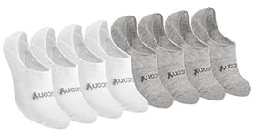 Saucony Women's 8 Pairs No Show Cushioned Invisible Liner Socks, White/Grey (8 Pairs), Shoe Size 2-5 UK