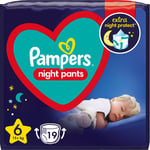 Pampers Night Pants Size 6 buksebleer til engangsbrug Nat 15+ kg 19 stk.