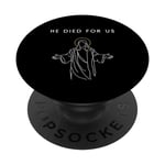 He Died For Us Jesus Halo Illustration Minimalist Christian PopSockets Swappable PopGrip