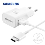 Chargeur Samsung Rapide EP-TA20EWE + Cable USB Type C pour Samsung Galaxy A12 Couleur Blanc