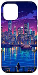 iPhone 15 Pro New York City View Synthwave Retro Pixel Art Case