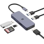 OOTDAY Hub USB C, Adaptateur 6 en 1 Double Moniteur USB C pour Surface, Dell, HP, Lenovo, XPS et Plus d'appareils de Type C, Adaptateur multiport USB C avec USB A 3.0, Lecteur de Carte SD/TF