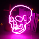 Skeleton Skull Neon Signs Pink Ghost Led Neon Sign Wall Night Lights USB Cool Neon Sign Decor for Room Bedroom Bar Shop Game Office Christmas Shalloween Birthday Party Supply(Pink)
