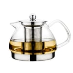 TOYO HOFU Clear Glass High Borosilicate Glass Heat Resistant Teapot with Infuser,Induction Cooker Kettle Pot,800ml