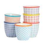 Hand-Printed Plant Pots 14cm 6 Colours Pack of 6