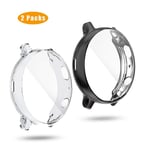 AILRINNI for Galaxy Watch Active 2 Screen Protector 44mm - Clear TPU [2 Packs] Silicone Protective Cover Case for Samsung Galaxy Watch Active 2 44mm - Black+Clear
