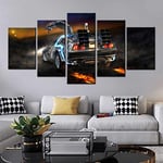 BJWQTY Frameless-Back To The Future Car Canvas Wall Art Picture Home Modern Decoration Living Room Decoration5 pieces_40X60_40X80_40X100Cm