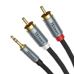 3.5mm to RCA Cable, TESmart 3.5mm Male to 2-Male RCA Adapter Audio Stereo RCA Y Splitter Cord, Audiophiles Headphone RCA Cable with Hi-Fi Sound, Nylon-Braided and Triple Shielding (2m,1-Pack)