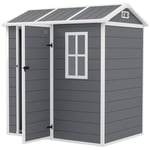 Verktygsbod Plast 2,1m² 186 x 130 x 199cm Verktygsskjul med sadeltak Golv Fönster Låsbar dörr Väderbeständig Trädgårdsbod Utomhu
