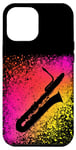 Coque pour iPhone 14 Pro Max Art Saxophone Basse de Saxophoniste ou Enseignant Saxophone