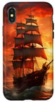 Coque pour iPhone X/XS Bateau pirate bateau nautique capitaine freebooter voile coucher de soleil