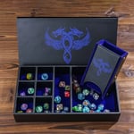 Leather Dice Tower & Storage Box (Blue)