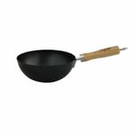 Dexam Small Wok - Carbon Steel Body With Wooden Handle - 8" - 20Cm