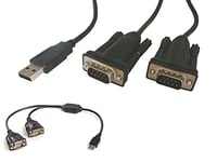 KALEA-INFORMATIQUE Cordon Convertisseur USB vers 2 Ports Série RS-232 COM RS232 DB9 indépendants. Longueur 1.5 M et Chipset Prolific