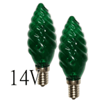 Vriden grön glödlampa kronljus E14 4W 14V 2-pack