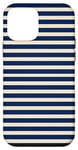 Coque pour iPhone 12 mini Bleu marine beige motif rayures tendance