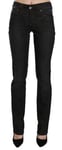 GALLIANO Jeans Black Mid Waist Slim Fit Corduroy Denim Casual Pants s. W25
