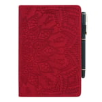 Succtop Samsung Galaxy Tab A 2019 8 Inch Case Mandala Flower Emboess PU Leather Flip Wallet Cover Stand Function Tablet Case with Pen Holder For Samsung Galaxy Tab A 8.0 2019 SM-T290/SM-T295 - Red