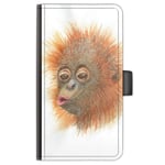 Hairyworm Baby Orangutan Leather Side Flip Wallet Phone Case, Watercolour Art Print Phone Cover for LG K8 (2017)